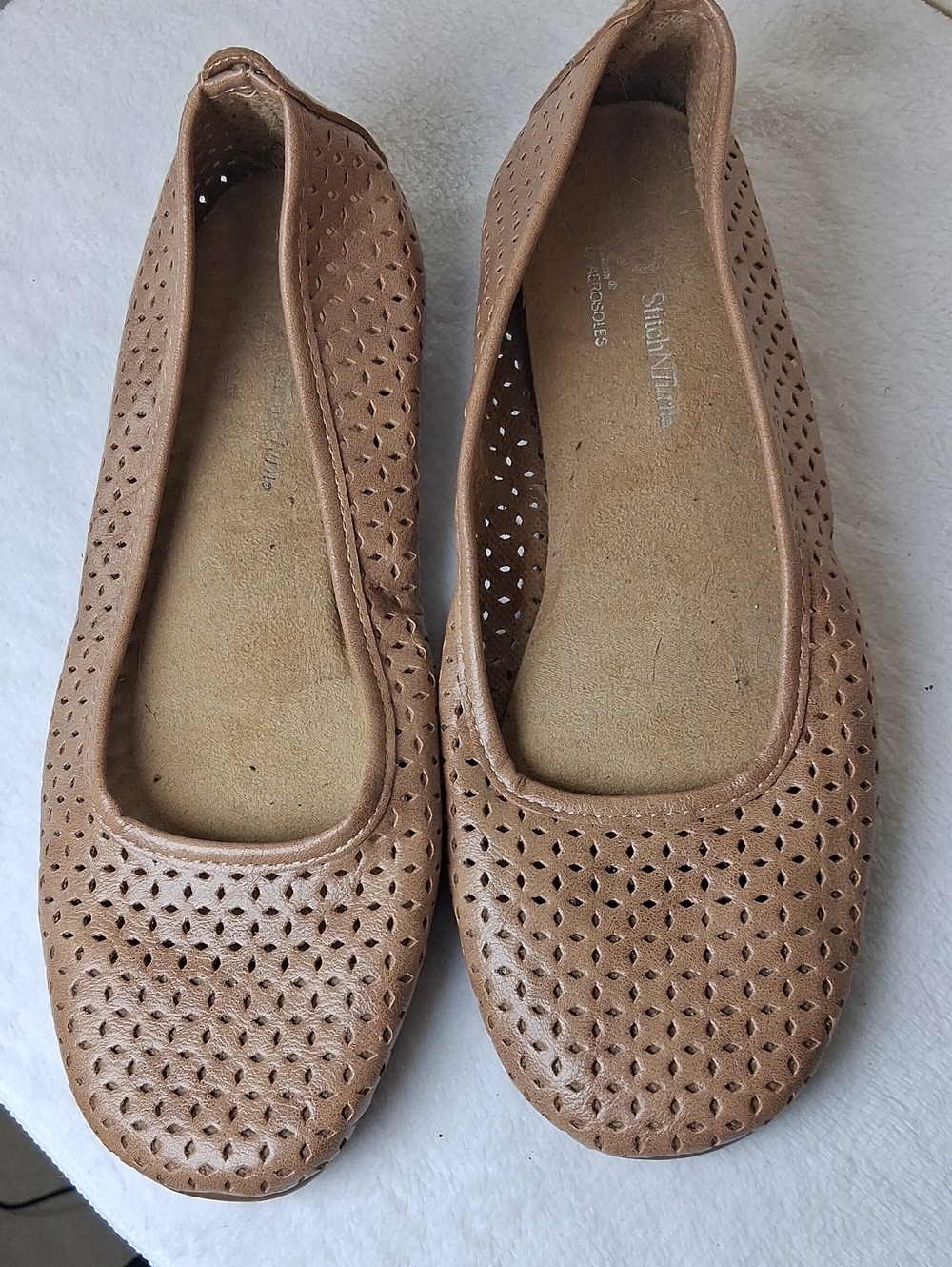 A2 By Aerosoles Perforated Tan Ballet Flats - Women